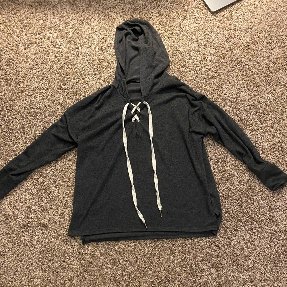 Lace up hooded sweater
